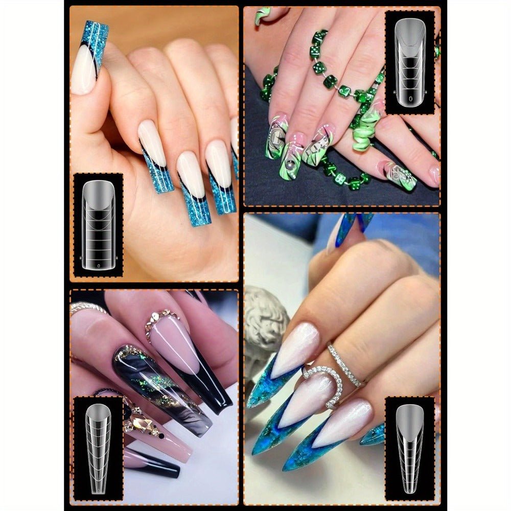 Poly Gel Nail Extension Form Kit – 192pcs Dual Forms, 96pcs Reusable Pads, 8 Shapes Acrylic Mold, Brush Pen — image 3