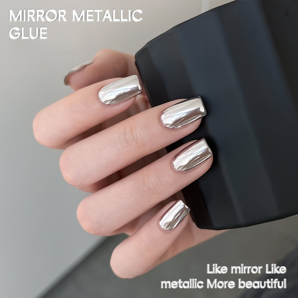 Mirror Metallic Silver Nail Art Gel in XEIJAYI Electroplating-Style Bottle with Cap-Mounted Detail Brush — image 6