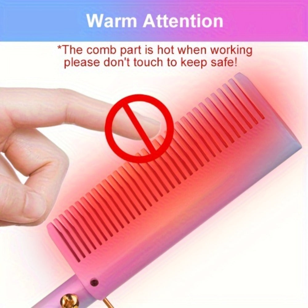 Electric Hot Comb Heated Beard Straightener Brush Fast Heating Anti-Scald Ceramic 2-in-1, for Home, Travel and Salon Hair Sty