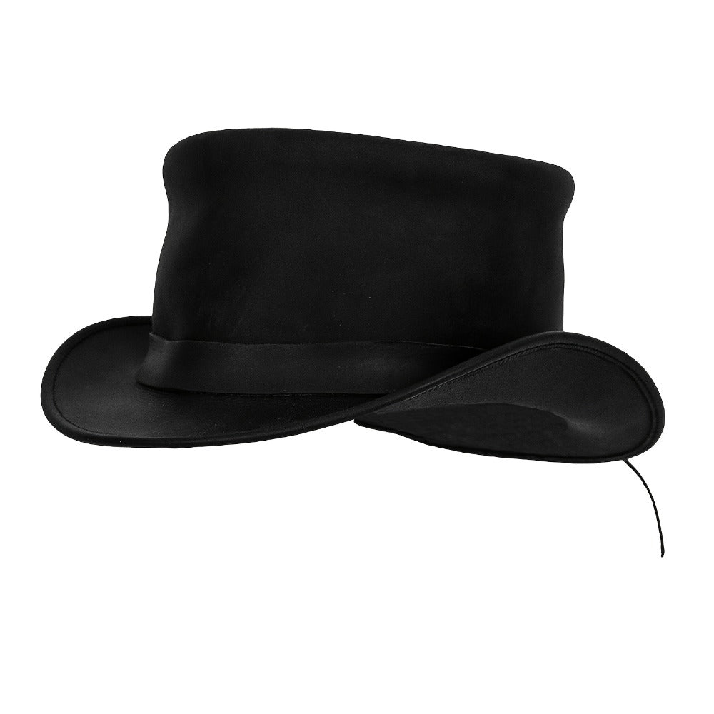 Genuine Leather Top Hat Steampunk – Shapeable Wide Brim Gentleman Hat for Men Women, Halloween Costume Topper, Deadman Victor
