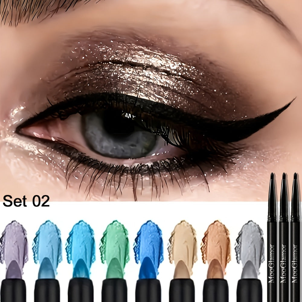 Eyeshadow Sticks and Gel Eyeliner Set 8 or 16PCS Shimmer Highly Pigmented Waterproof, for Makeup, Travel and Everyday Vanity 