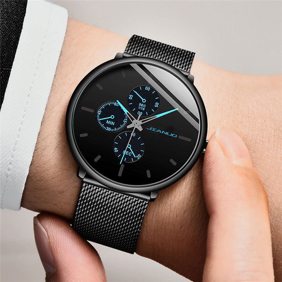 Men's Mesh-band Quartz Casual Business Luminous Watch