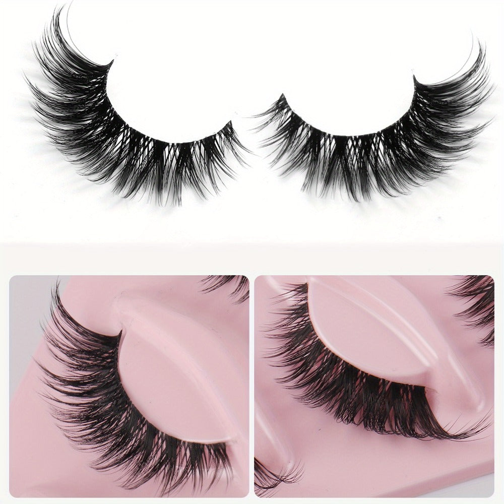 Cat-Eye False Eyelashes Set with 15 Pairs in Three Pink Storage Trays and Clear Lash Bands — image 4