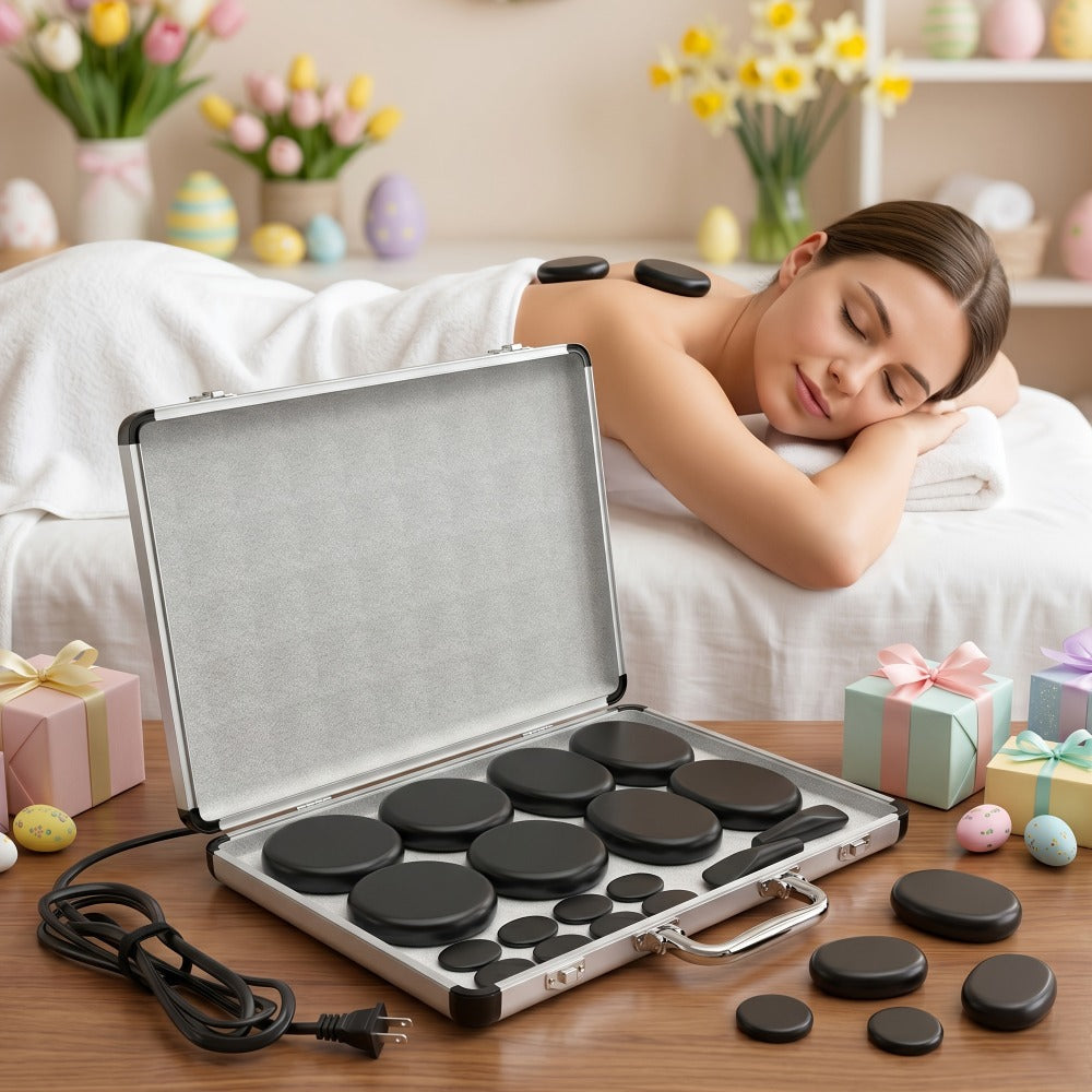 18-Piece Basalt Hot Stone Massage Set with Warmer, 4 Sizes for Full Body Deep Relaxation, Professional — image 11