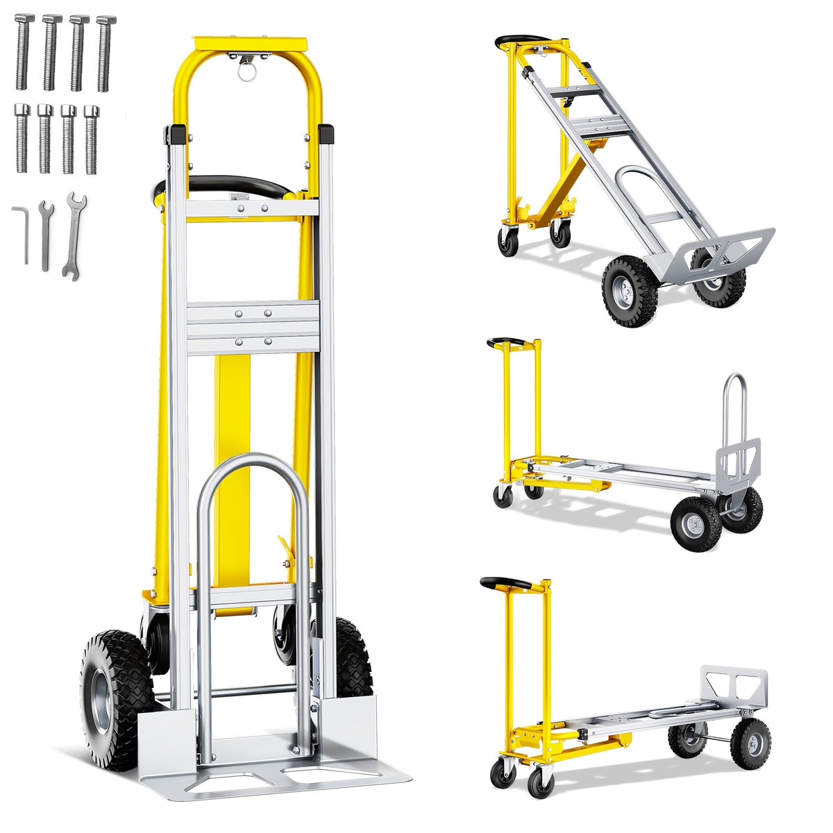 Hand Truck 3-in-1 Aluminum Convertible Dolly, 800-Industrial Utility Trolley with Folding Design for Moving — image 1