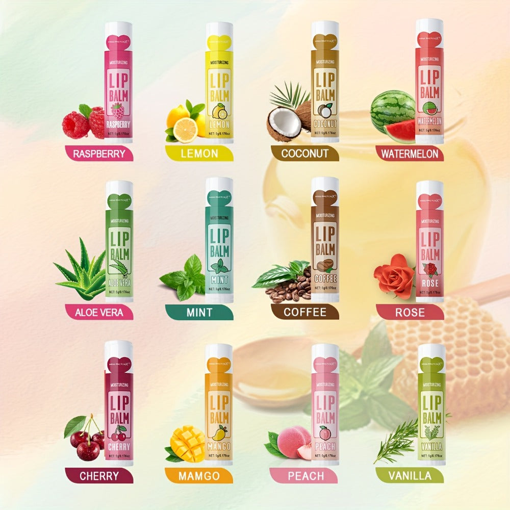 60-Piece Tube Lip Balm Set with 12 Pictured Flavor Labels in a Multicolor Display Box Assortment — image 4