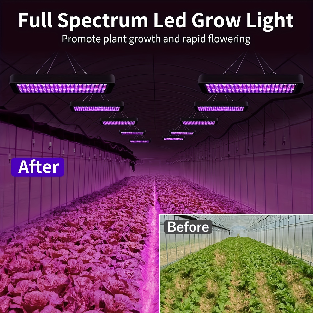 LED Grow Light 1000W Full Spectrum, Dual-Switch Plant Light for Veg & Bloom, Hydroponic Hanging Grow Lamp for Indoor Greenhou