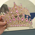 Pink Crystal-Look Crown and Tiara Two-Piece Costume Headwear Set with Hair Combs for Dress-Up — image 1