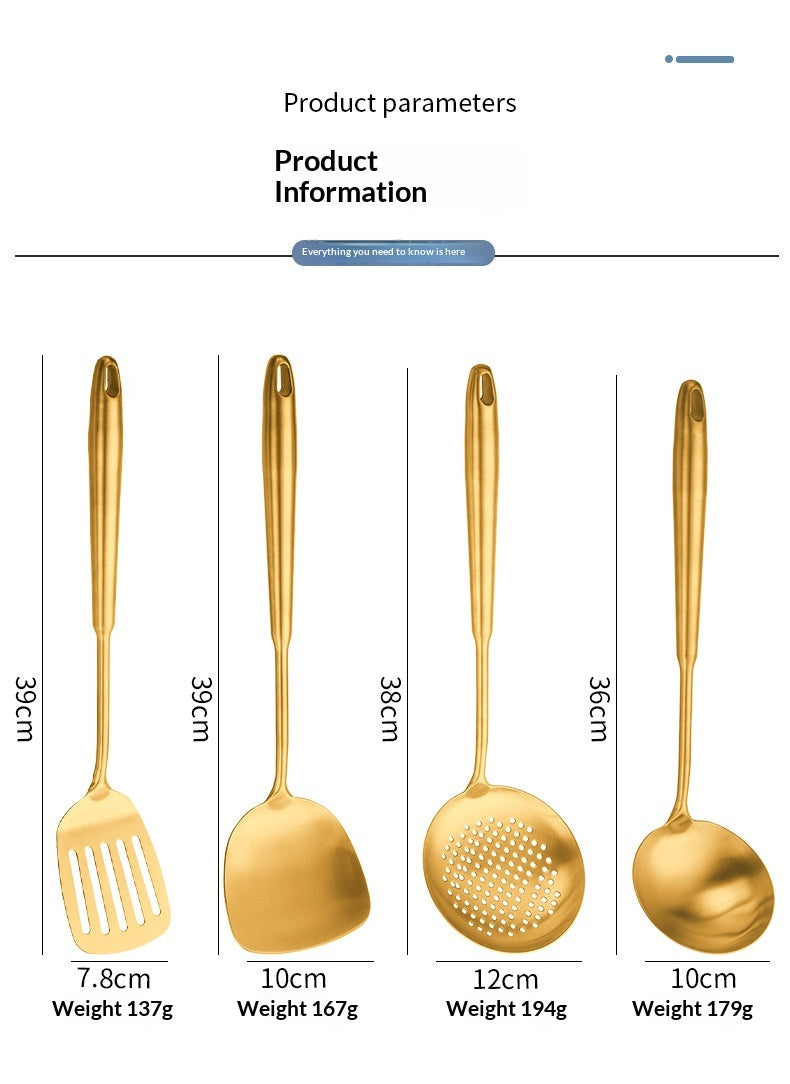304 Gold-Plated Spatula And Strainer Set, 12-Piece Set