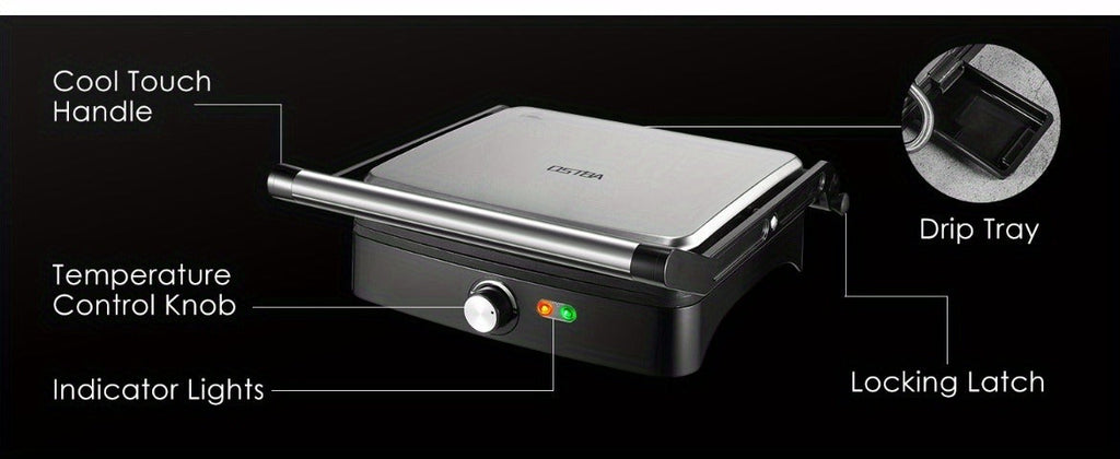 Panini Press Grill Indoor Sandwich Maker 4 Slice, Non-Stick 1200W Electric Grill with Temperature Control — image 12