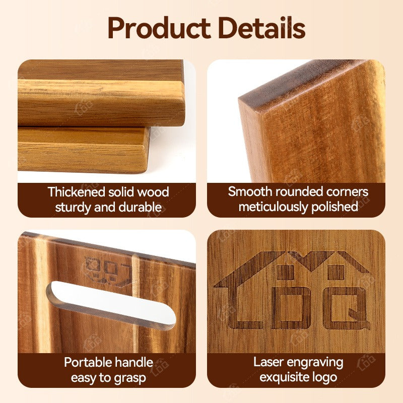 Extra-Long 36 x 11-Inch Wood-Color Charcuterie Board with Recessed Handles and Two Display Stands — image 12