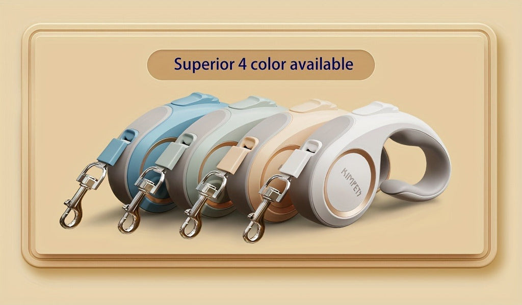 Retractable Dog Leash with 16-Foot Tape, One-Button Lock and Six Champagne, White or Blue Size Options — image 5