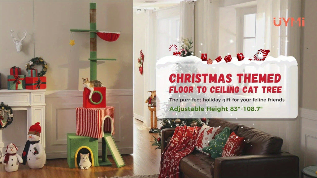 90-107.9-Inch Floor-to-Ceiling Cat Tree with Four Platforms, Tension Post and Five Style Options — image 20