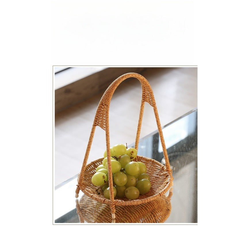 Round Tiered Serving Tray with Woven-Look Frame in Single- or Two-Layer Light Coffee Configurations — image 13