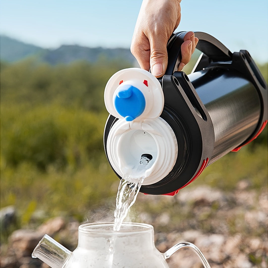 2000ml Stainless Steel Water Bottle Flask with Cup-Style Cap, Rigid Side Handle and Shoulder Strap — image 13