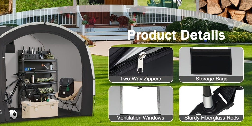 Outdoor Storage Tent Waterproof 230D Oxford Cloth PU4000 Portable Backyard Shed — image 11