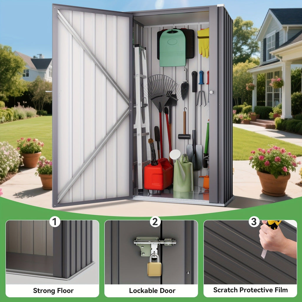 Metal Outdoor Storage Cabinets with Shelf-Equipped Tall or Low Models and 3 x 2 x 4.6 Ft Shed Option — image 11
