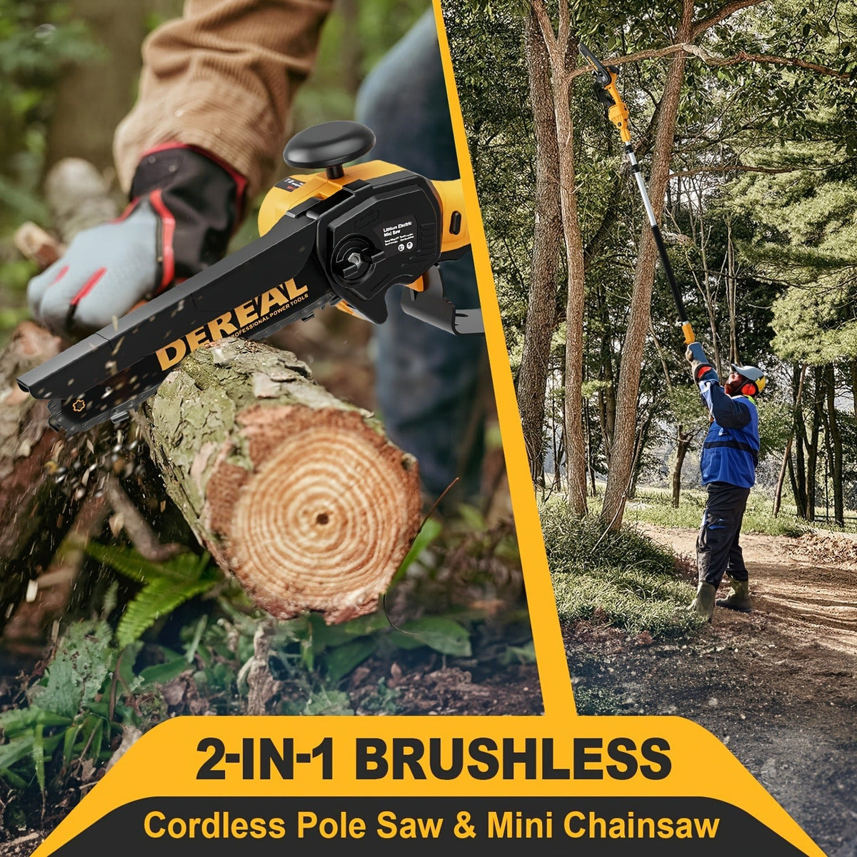 Telescopic Pole Saw Cordless Folding 6-Inch Electric with Compact Design, Battery-Powered Tree Pruner for Garden Pruning — im