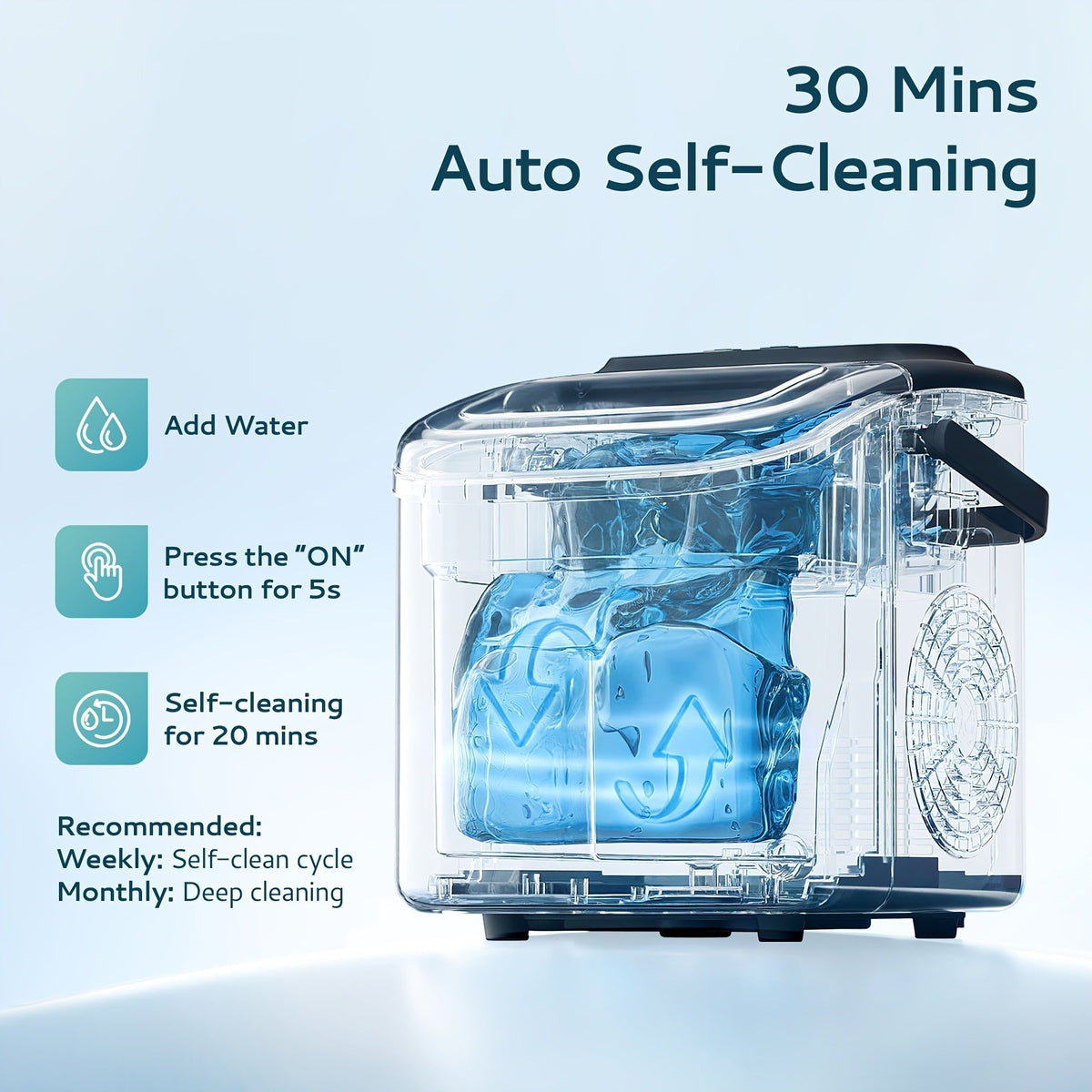 Countertop Bullet Ice Maker with 26-29 lb Daily Labels, 8 Cubes per 6 Minutes and Three Colors — image 11