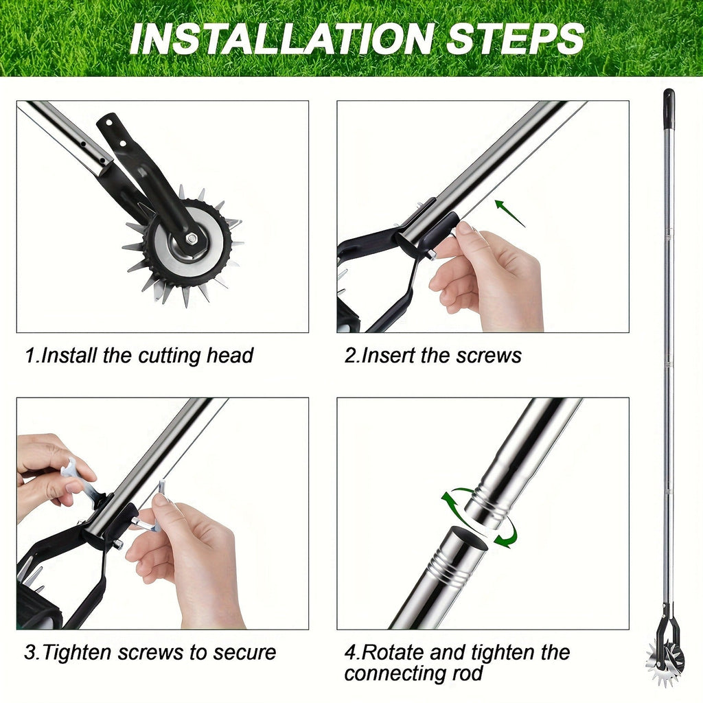 Wheeled Lawn Edger Manual Rotary Trimmer with 3/4-Section Stainless Steel Handle – Walk-Behind Grass Edger for Sidewalk — ima