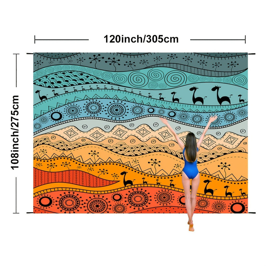Printed Beach Mat with 19 Exact Size-and-Pattern Options, 198 x 205cm to 275 x 305cm with Stakes and Pouch — image 14