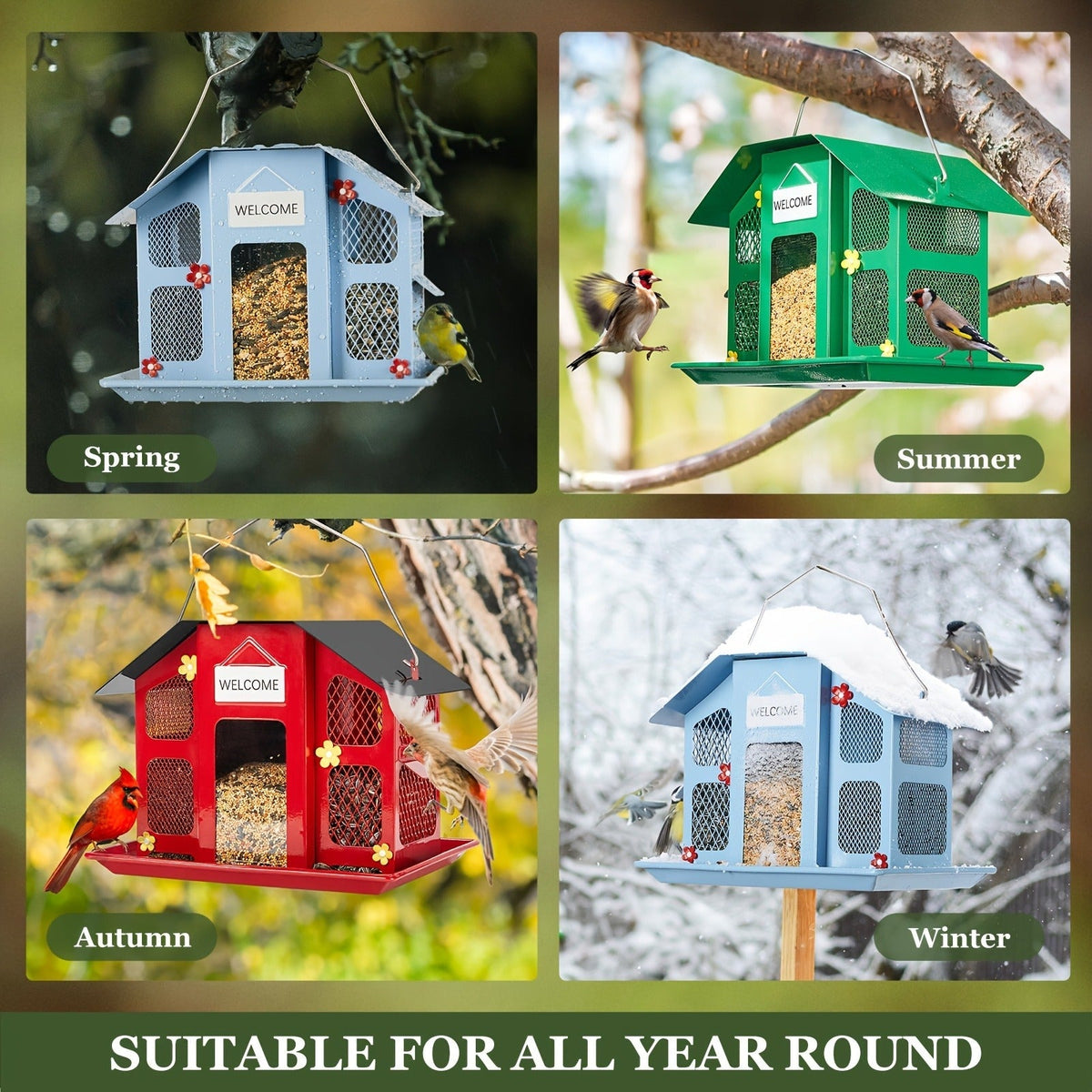Metal Bird Feeder for Outside – 4 Lbs Large Capacity Hanging Wild Bird Feeder, for Garden, Yard and Pest Management — image 1