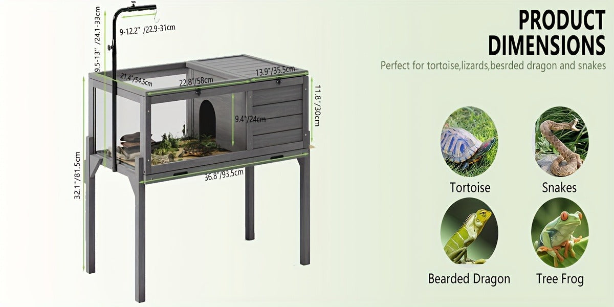 Large Tortoise Habitat Turtle Cage Enclosure with Detachable Legs Removable Roof Ramp Lamp Holder Indoor Outdoor — image 13
