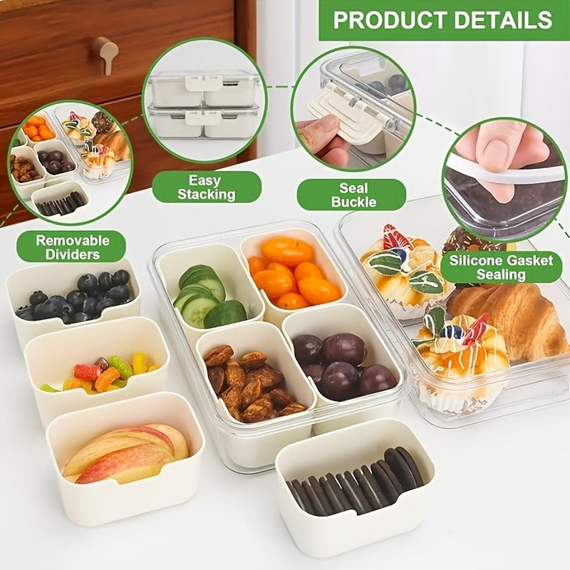 Storage Containers with Lids, Snack Tray Two-Pack with Four or Eight Removable Compartments and Snap Lids — image 14