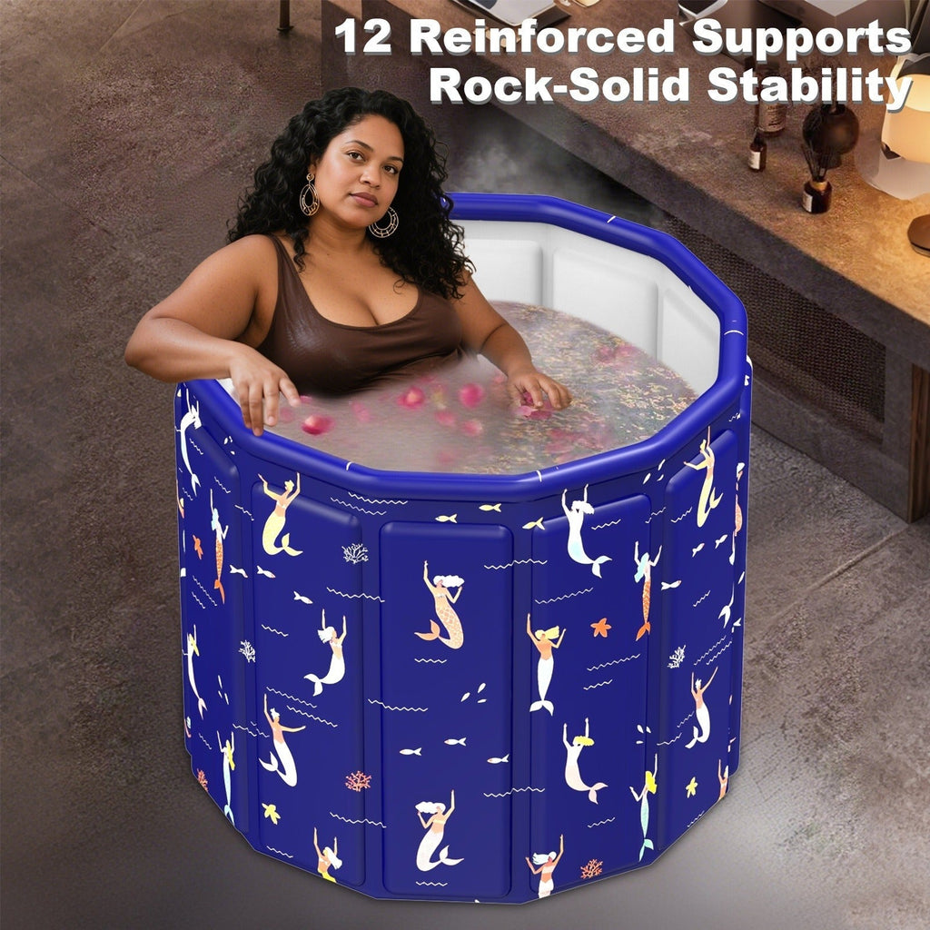Foldable Bathtub 130 Gallon XL Deep Soak Tub for Adults, Ice Bath & Hot Spa, Indoor Outdoor, One-Piece Fold-Flat Design 31.5"