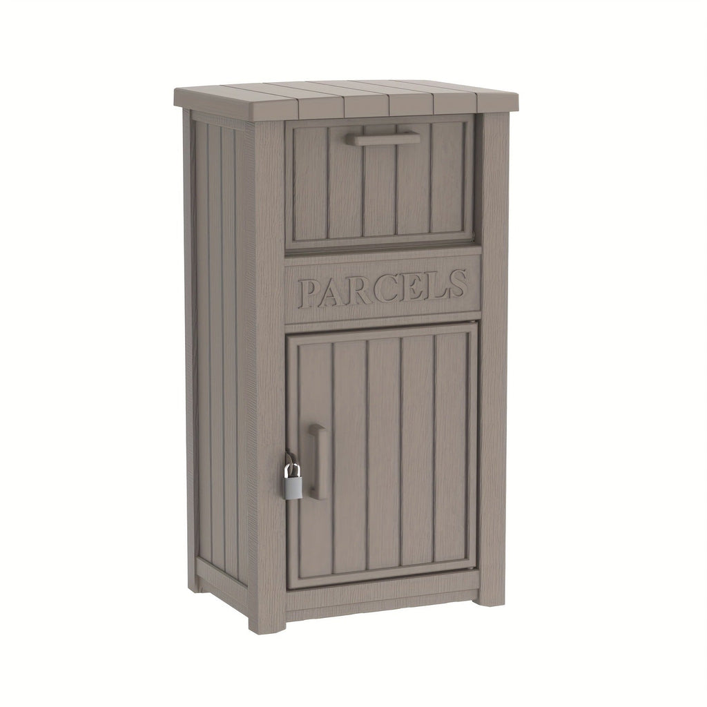 Tall Light-Brown Parcel Outdoor Storage Box with a Drop Compartment — image 11