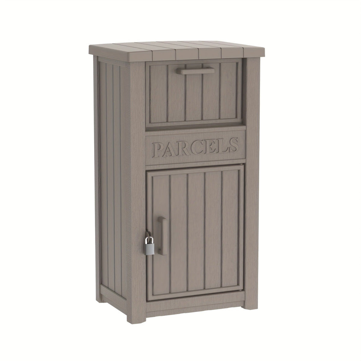 Tall Light-Brown Parcel Outdoor Storage Box with a Drop Compartment — image 11