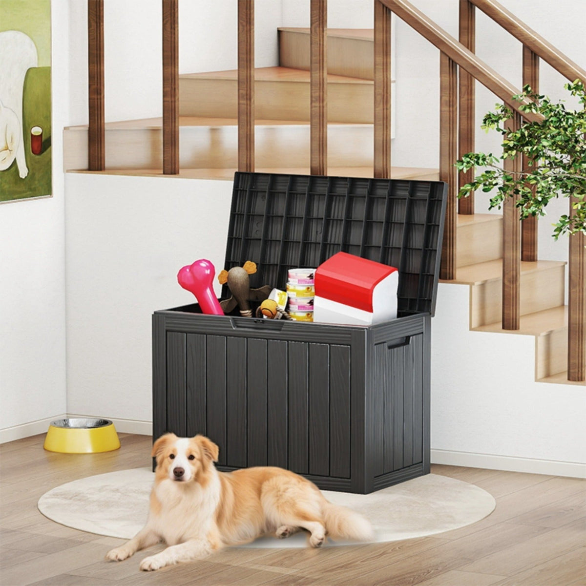 Outdoor Resin-Style Deck Box in 35- or 45-Gallon Sizes with Lockable Lid, Side Handles and Two Colors — image 11