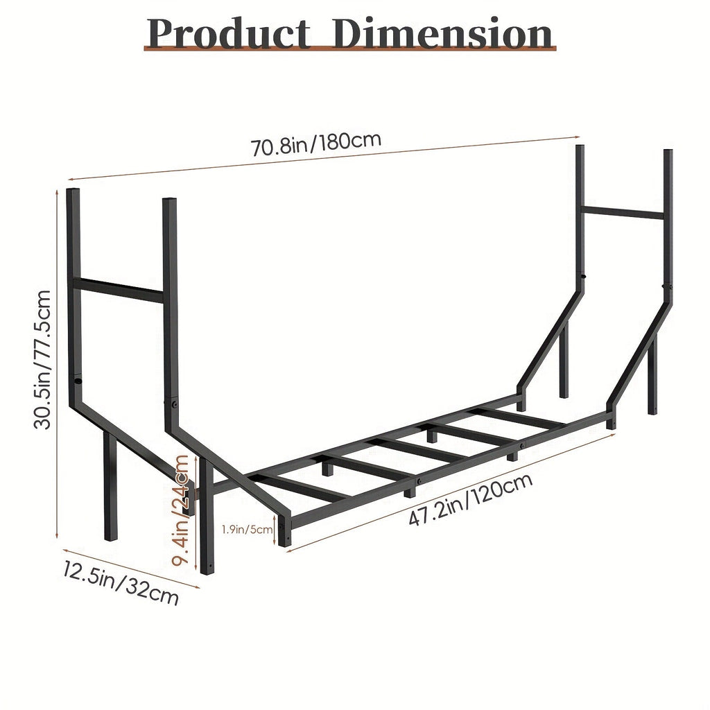 Firewood Rack Heavy Duty Adjustable – Outdoor & Indoor Log Holder with Cover, A-Frame Steel Wood Storage Stand for Fireplace,
