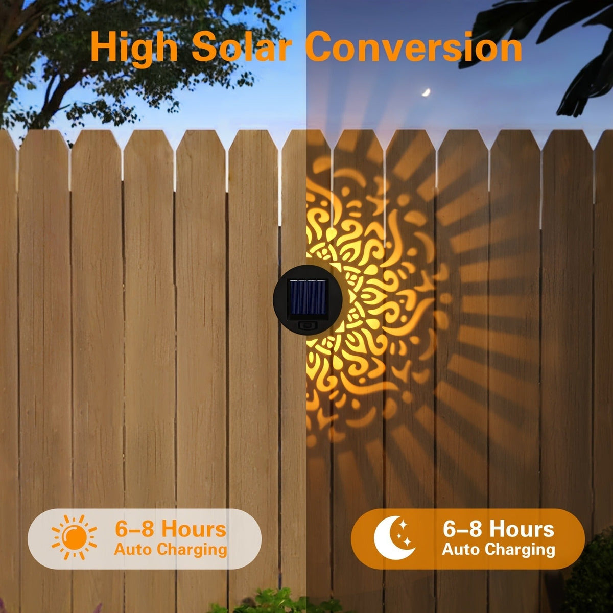 Solar Garden Lights IP65 Mandala Metal Wall Lanterns with Pattern Projection in 1/2/4 Packs for Fence Decor — image 11