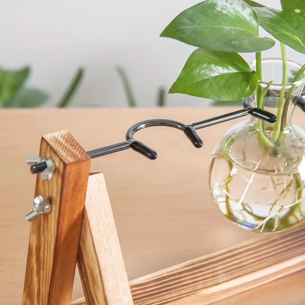 Propagation Station 3 Bulb Glass Vase with Wooden Stand – Hydroponic Plant Terrarium for Home Office Desk Decor — image 12