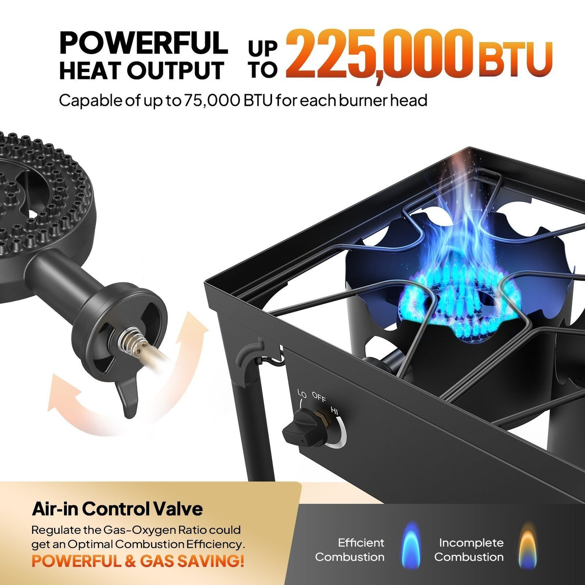 Outdoor Propane Burner Stove Cast Iron High Pressure Gas Cooker with Detachable Stand Legs — image 13