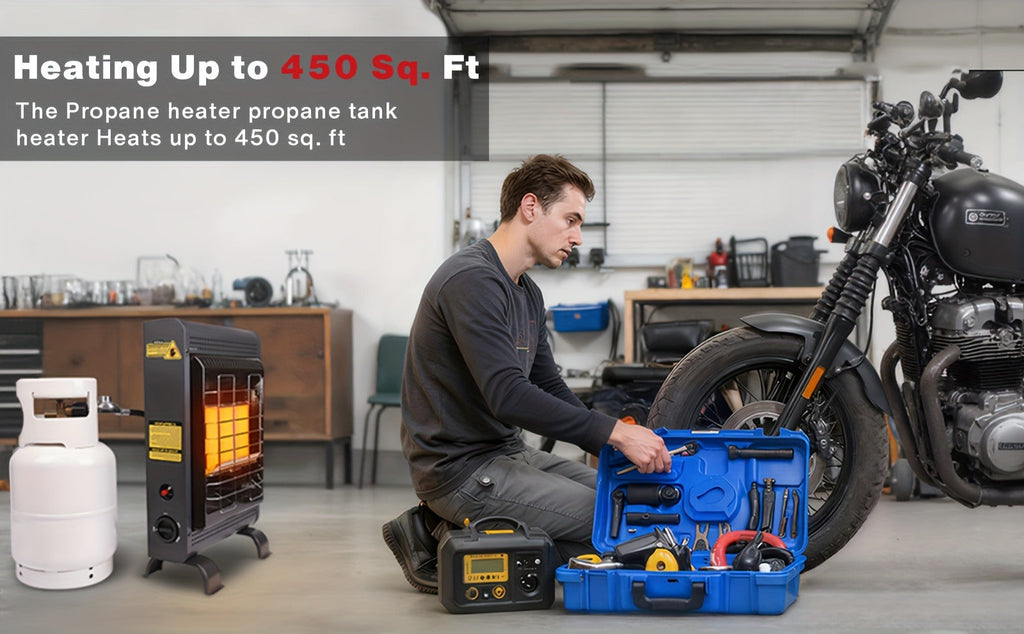 Black Cabinet Propane Heater with Three Heat Settings, Hose, Regulator and 24.4-Inch Pictured Height — image 12