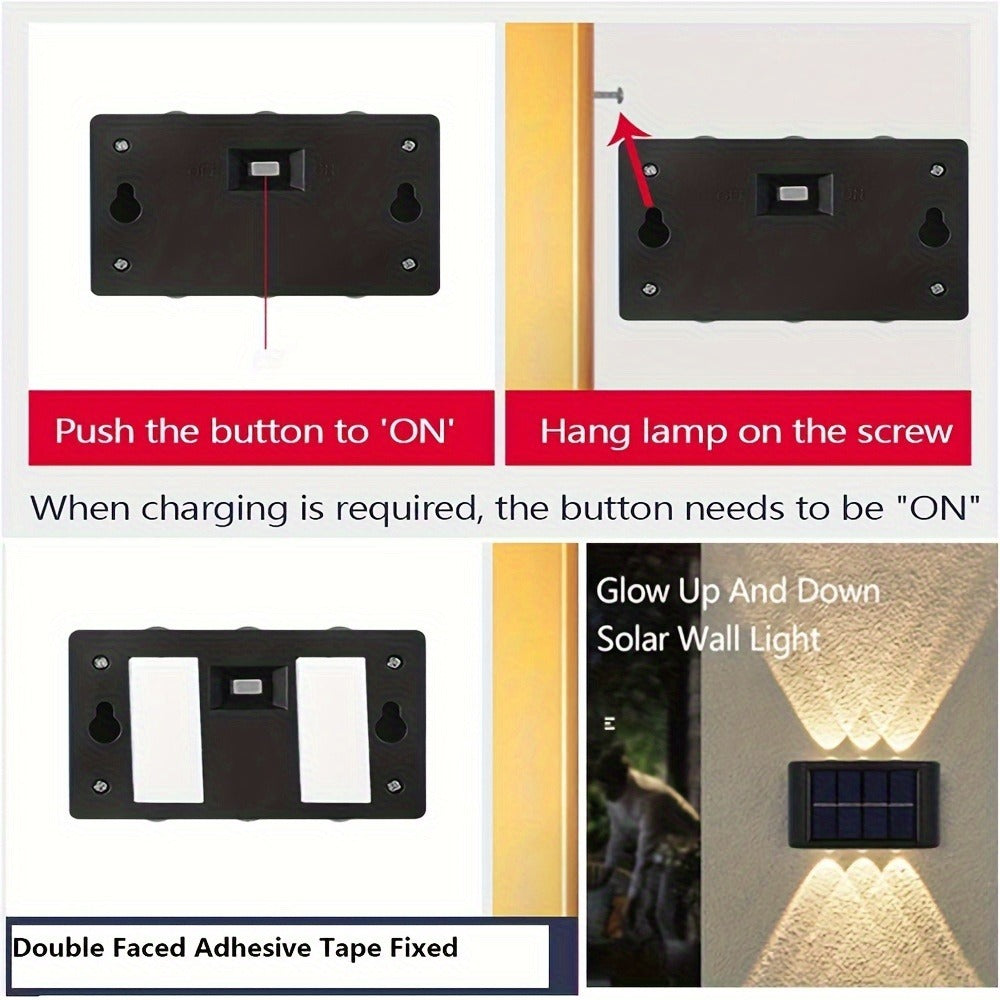 Solar Wall Light Outdoor 8 Pack 6 LED Deck Fence Garden Lamp Waterproof Auto Dusk to Dawn Courtyard Pathway Garage Yard Decor