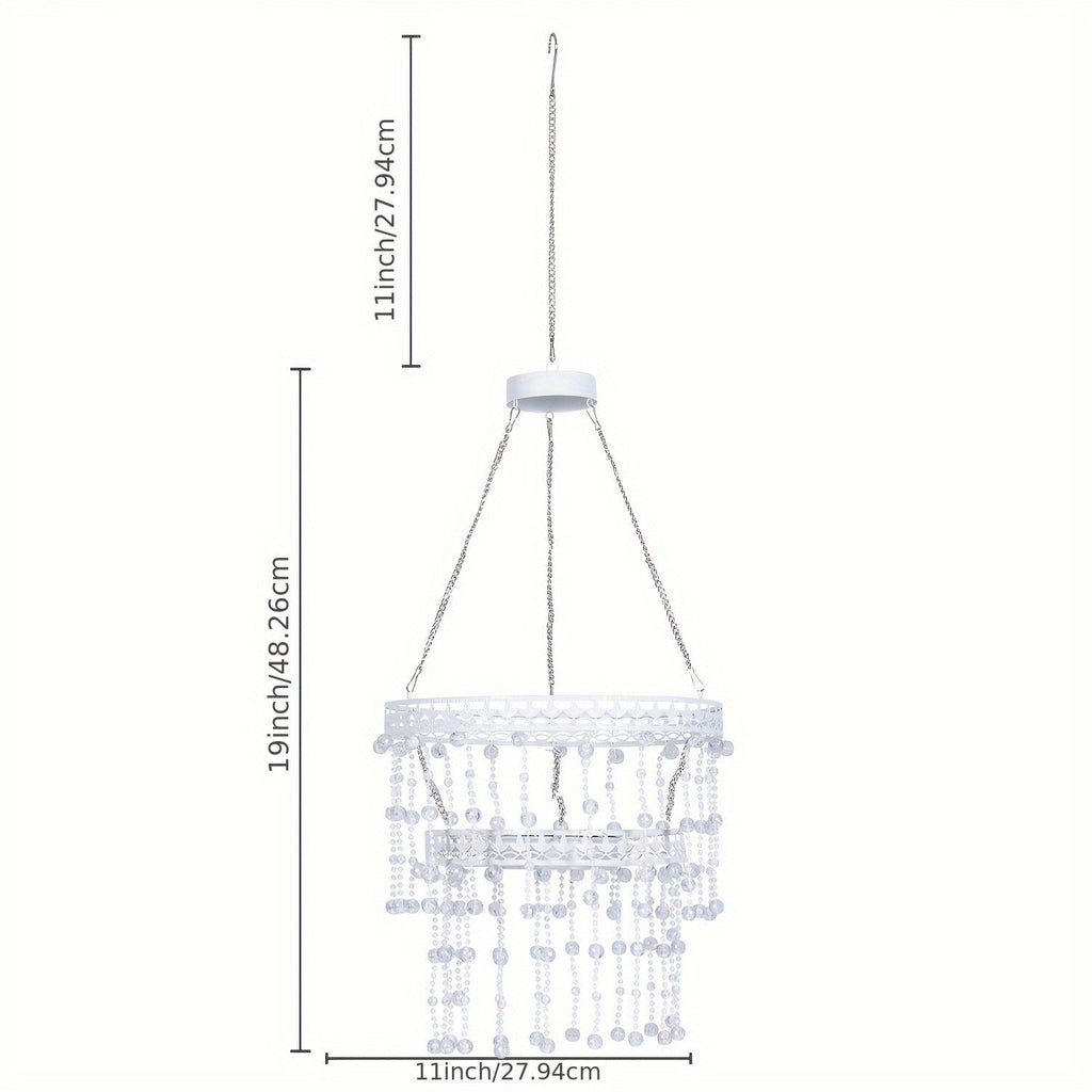 Solar Outdoor Lights 54-LED Hanging Crystal Chandelier in 6-Tier, Oval or Round Style for Gazebo Decor — image 11