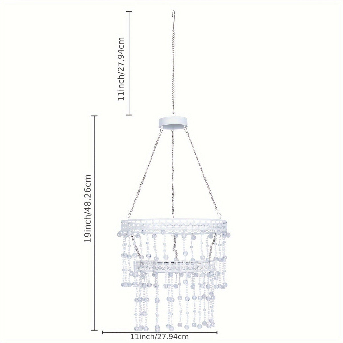 Solar Outdoor Lights 54-LED Hanging Crystal Chandelier in 6-Tier, Oval or Round Style for Gazebo Decor — image 11