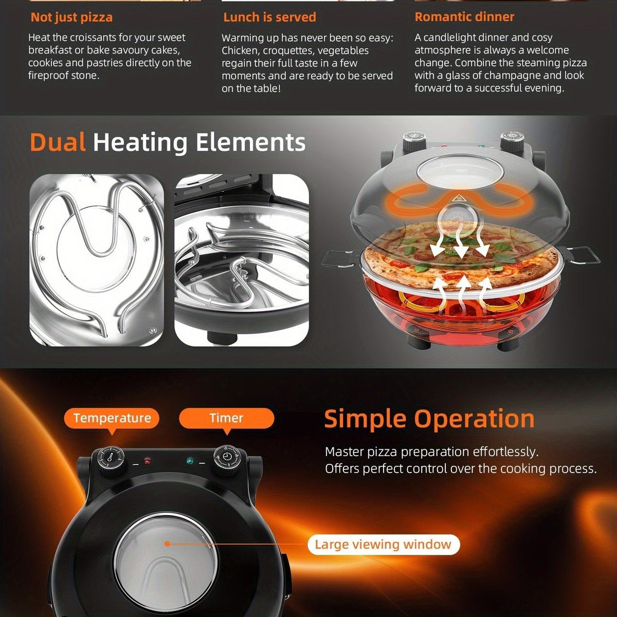 Pizza Oven Indoor 12-Inch Countertop, Heats Up to 800°F Electric Pizza Maker for Home, Fast Preheat — image 12