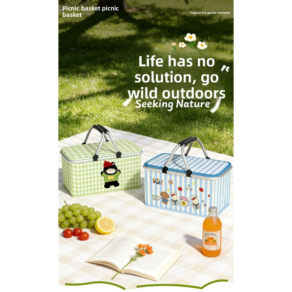 Insulated Picnic Box with Aluminum Frame – Collapsible Thermal Camping Storage Basket for Outdoor Picnic, BBQ — image 15