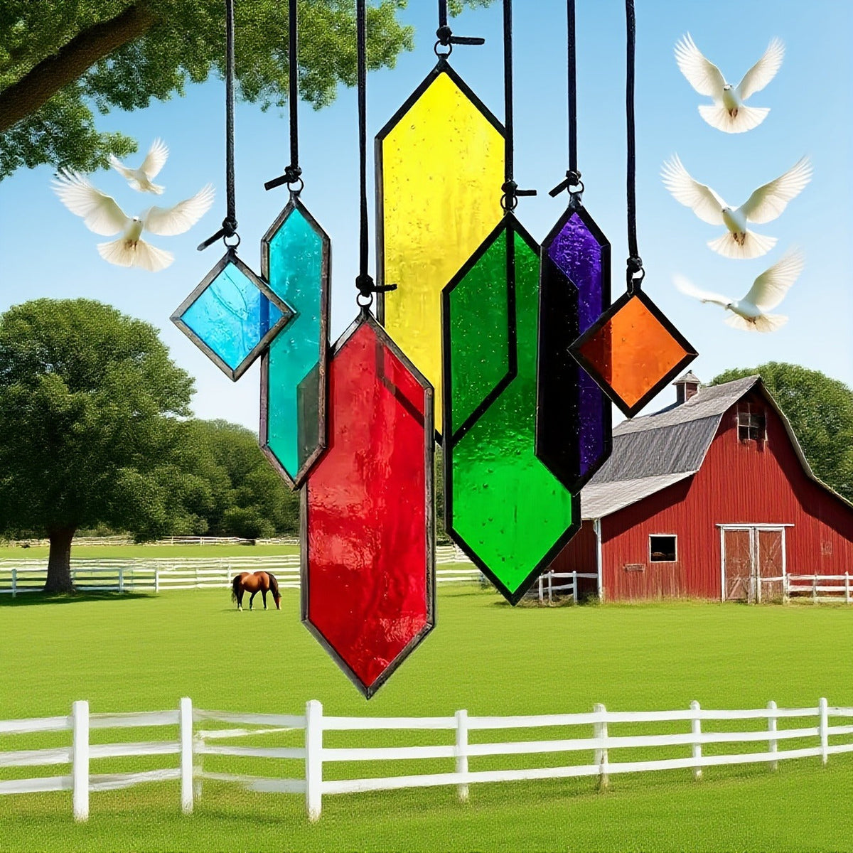 Glass Rainbow Suncatcher Hanging Ornament – Crystal Prism Window Sun Catcher for Garden, Patio & Home Decor — image 13