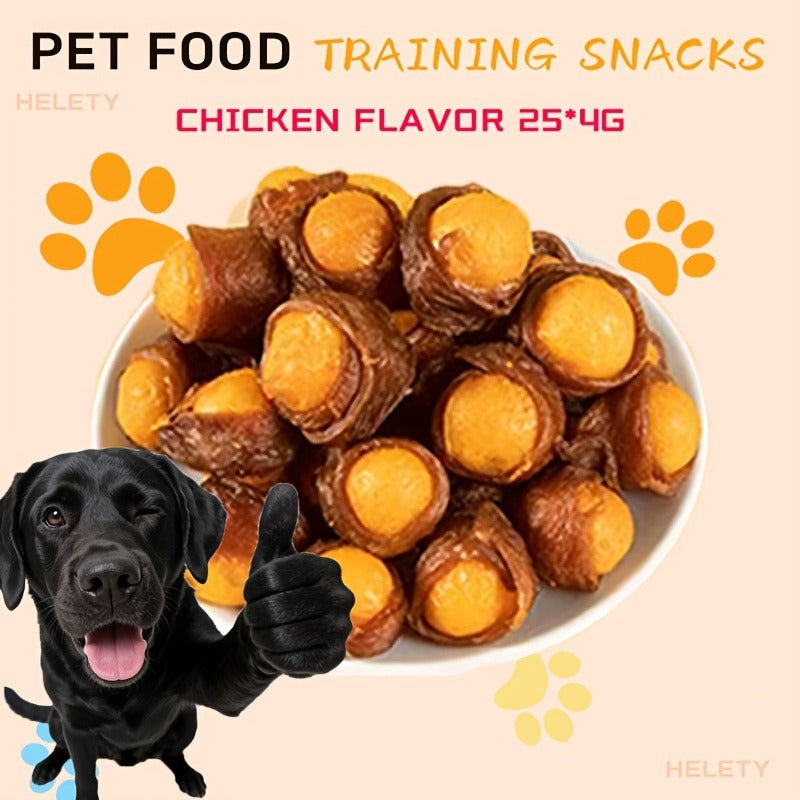 Dog Treats Chicken, Duck and Egg Yolk Assortment with Multi-Bag, 350g and 25 x 4g Options for Dog Reward Use — image 27