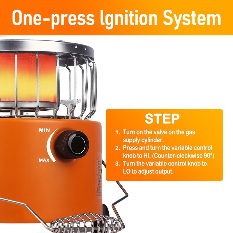 Portable Propane Heater Stove 2-in-1 Camping Gas Stove & Heater 3680-9000 BTU with Ignition, Stainless Steel — image 13