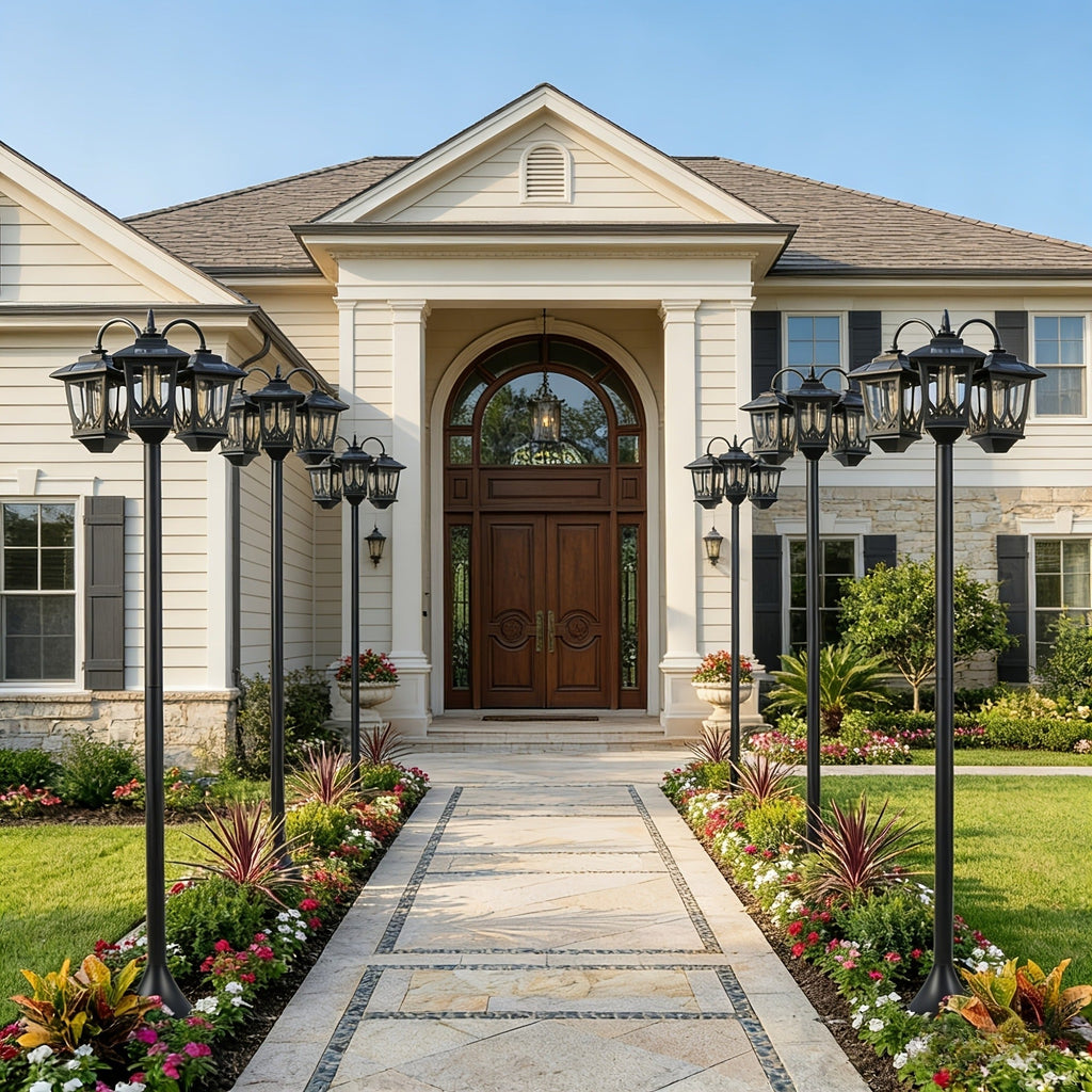 Three-Head Solar Lamp Post, Up to 73 Inches with Four Height Settings and 3000K Light Label — image 12