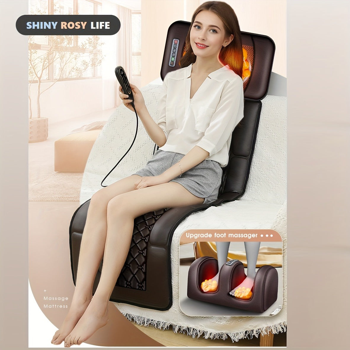 EMS Leg Massager Full Body Massage Pad 10-Zone Wave Vibration Kneading Pillow with Foot Calf Massager Hot Compress & Storage 