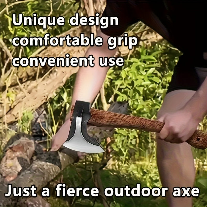 Splitting Axe Forged Carbon Steel 15.6-Inch with Handcrafted Wooden Grip, Professional Backyard Hatchet for Wood Chopping — i