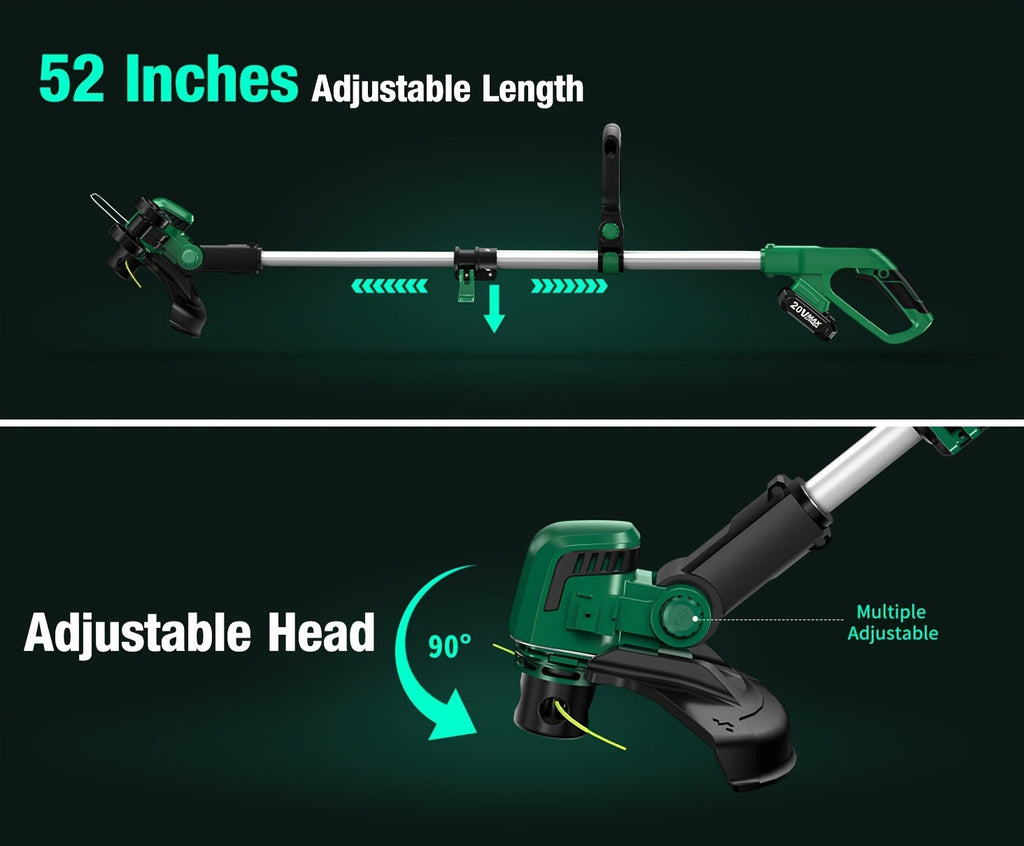 String Trimmer Cordless 2-in-1 Weed Wacker & Lawn Edger with Wheels, KIMO Brushless Motor 20000 RPM — image 12