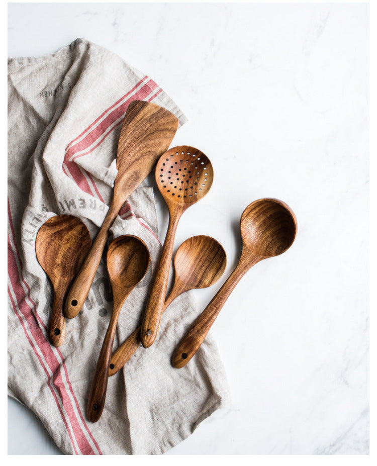 Lengthened Wood Spatula Non-stick Cooking Kitchenware Suit